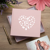 18th Birthday Pink Photo Album Gift With Butterflies 50 x 6" x 4" Photos